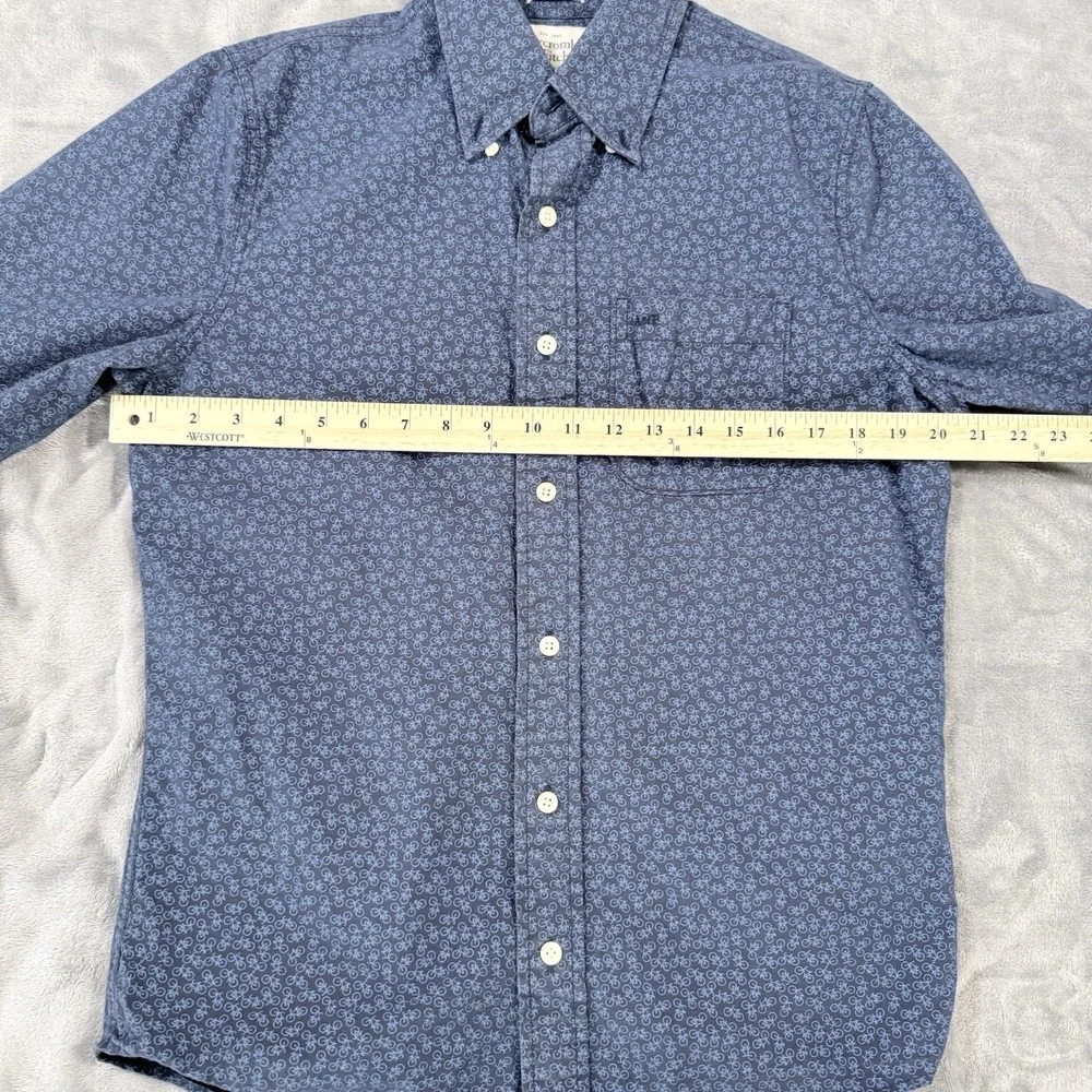 Abercrombie & Fitch Muscle Fit Shirt Mens Medium Blue Bicycle Print LS ID1396